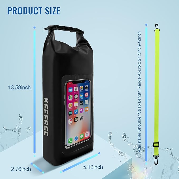 Waterproof Dry BagRoll Top Waterproof Backpack Phone Case Pouch for TravelKayakingRaftingCampingSurfingBoatingHikingBeach and Fishing (2 L Black+Black)