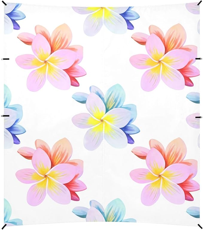 Beach Canopy with Windproof Ropes &amp Sandbags Beach Tent Sun Shade Sun Shelter for Camping Trips Fishing Backyard Fun or Picnics Plumeria Flowers