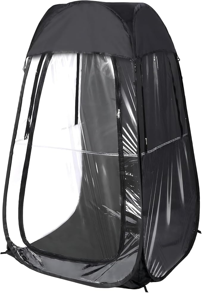 Portable Pop Up Sports Tent for Outdoor Events Instant Setup Shelter for Fishing and Camping Wind and Rain Protection Spray Tan Tent Compact Foldable for Easy Carry Weather Pod Peak Style Black