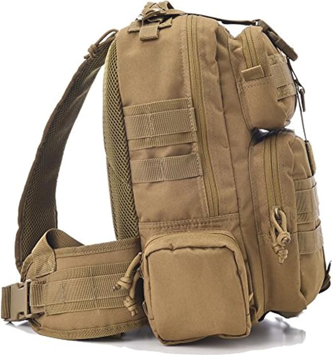 REEBOW GEAR Tactical Sling Bag Military Style Single Shoulder Sling Pack (Style 03-Tan)