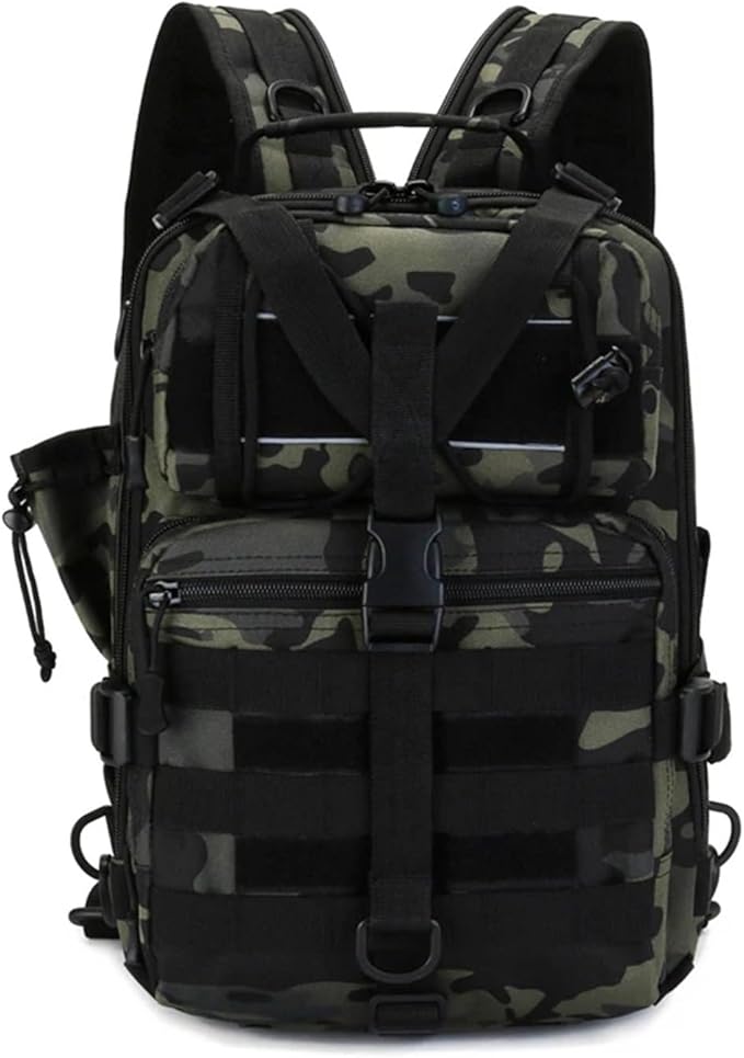 Genérico Backpack Camping Bag Outdoor Travel BagsCompatible For Men Tactical Hiking Trekking Storage Sports(Black Yellow Camo)