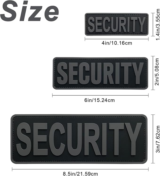 3Pcs PVC Security Patch with Hook Fastener Back for Hats Caps Vests Jackets Bags Backpacks (3 Pack 1Pcs 4 x 1.4 1Pcs 6 x 2 and 1Pcs 8.5 x 3)