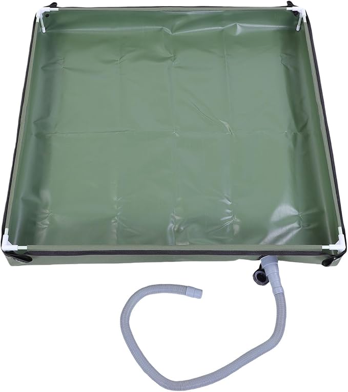 Fabater Portable Shower Pan 31.5x31.5x3.9in Foldable Shower Base &amp Basin Floor with Detachable Drain Pipe Showering Tray for Camping RV Beach