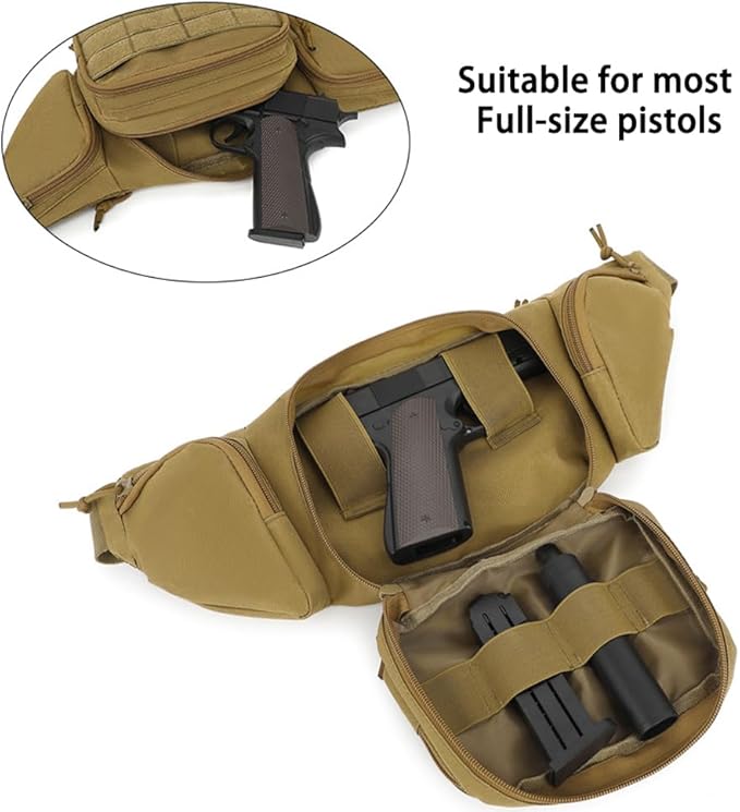 AIIHUA Tactical Fanny Pack for Concealed Carry EDC Waterproof Waist Pack with Laser-Cut MOLLE Panel Fits Full Size Pistols (Glock 17/Sig P320/M&ampP9) &amp Outdoor Gear Molle Tactical Waist Bag