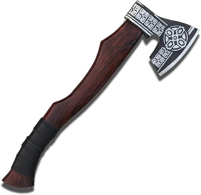 2pcs Handmade Medieval Set Viking Axe &amp Hammer Set Viking Battle Axe with Handmade Leather Sheath and HandForged Viking Hammer Viking Collectibles Viking Bearded Axe and Viking Hammer Combo Se