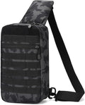 Outdoor Camping Chest Bag for Men Camouflage Backpack Travel Cycling Mountaineering Crossbody Waist Shoulder Sling Tactical Bag(Black Camo)