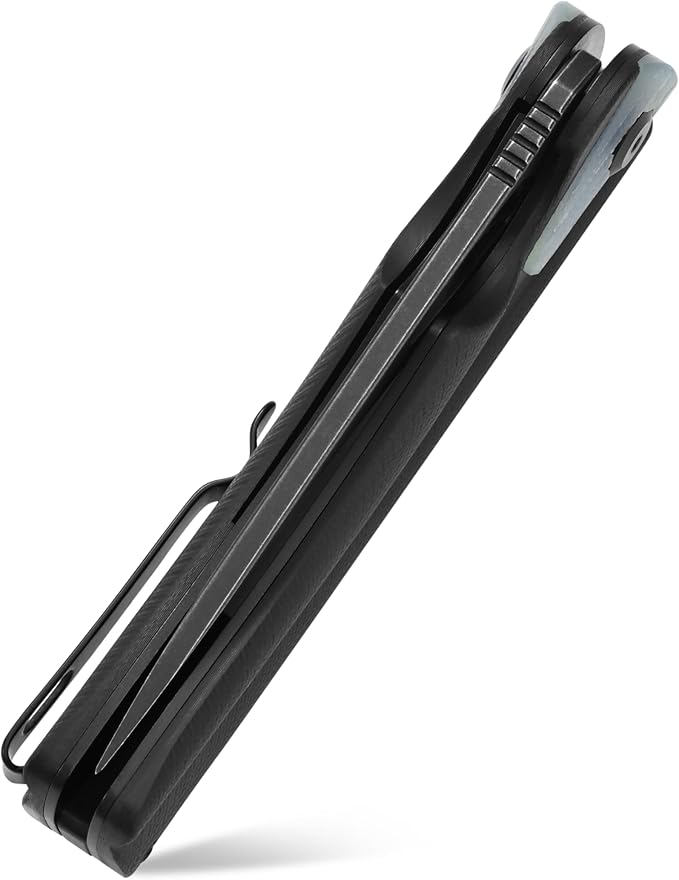Sitivien ST165 Folding KnifeK110 Steel Blade with G10 Handle EDC Tool Knife Pocket Knife for Outdoor CampingHikingFishing(Black)