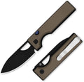 Kizer Little Ringbo Pocket Knife 2.95 AEB-L Steel Drop Point Folding Knife with Brown Aluminum Handle Thumb Hole Opener Button Liner Lock EDC knives for Camping Hiking V3708A2