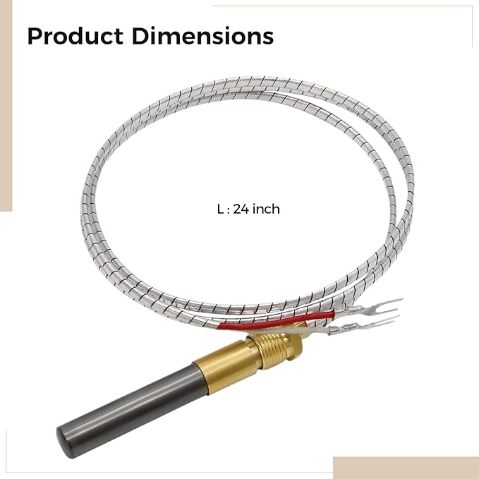5 PCS 750mV Thermopile Generator 24 in Aluminum Foil Thermocouple for Gas Heaters Fireplaces Gas Water Heaters Fryers High-Temperature Resistance