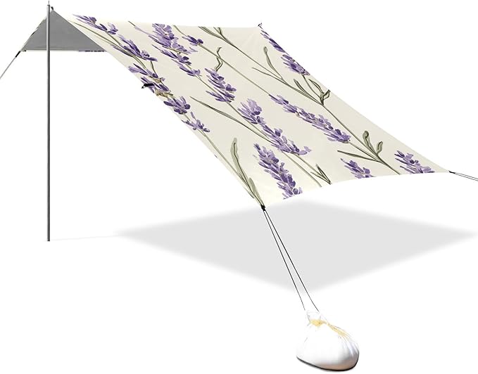 ALAZA Beautiful Lavender Beach Tent Sun Shelter Portable Canopy Sunshade for Outdoor Camping Picnics Backyard Fun 10x9 ft