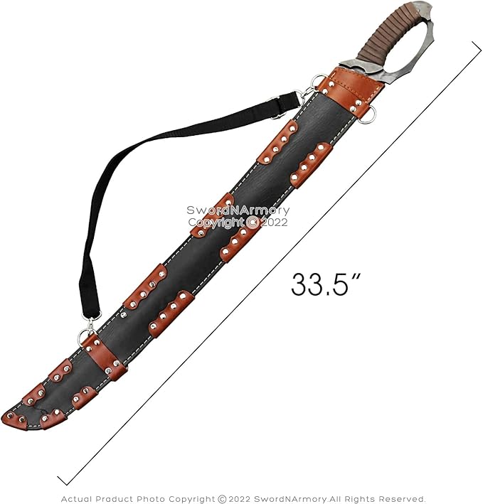 Munetoshi 33.5” Saber Machete Manganese Steel Battle Ready Full Tang with Leather Sheath