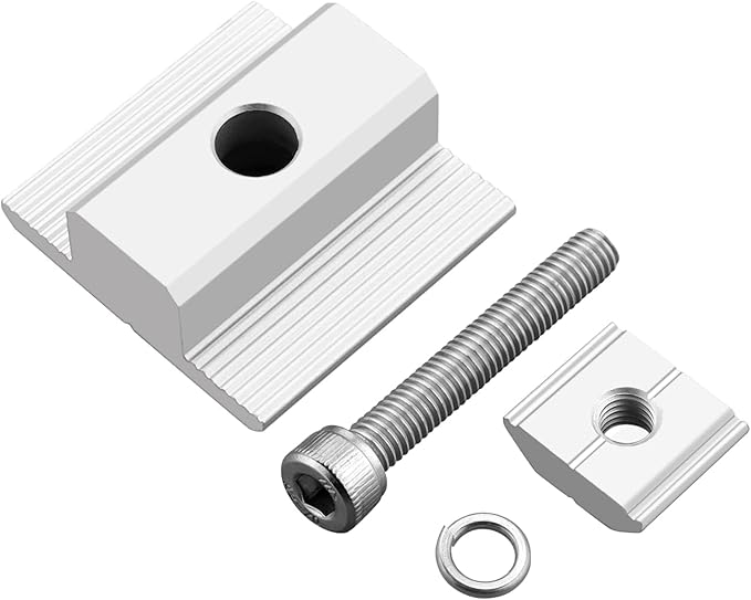 Anbte 10pcs Solar Panels Centre Clamps Aluminium T-Shaped Mid Clamps Include 10 Screws M8 Solar Panel Mounting Brackets for Metal Roof Tin Roof Sheet Roof and Any Other Flat Roof 40mm