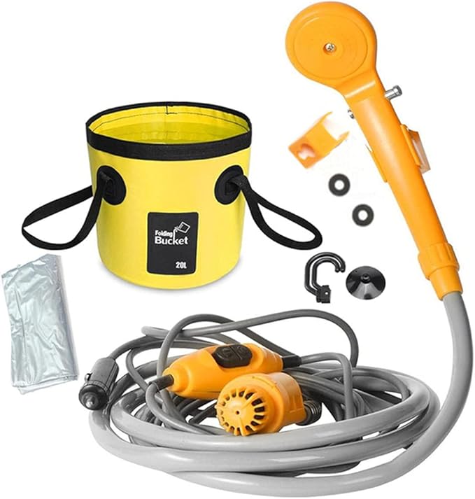 Portable Outdoor Camping Shower Kit Travel Shower Outdoor Portable Shower 1.8m Hose Water Pump for Outdoor Travel Bike Car Washing Pet Cleaning Plants Watering