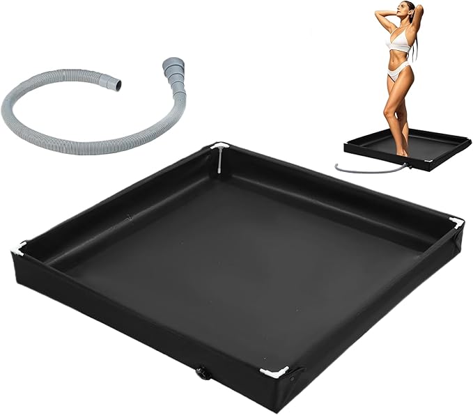 Shower Pan Drain Durable – Lightweight Portable Folding Base Portable Floor Standing Bath Drainage System Outdoor Bathroom Supplies RV Hiking | RV Hiking Awning Camping Tent Premium