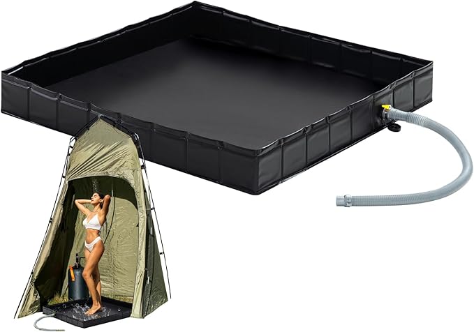 Portable Shower Pan Foldable Shower Base &amp Basin Floor with Detachable Drain Pipe Ideal for RV OutdoorIndoor Shower Stall Enclosures