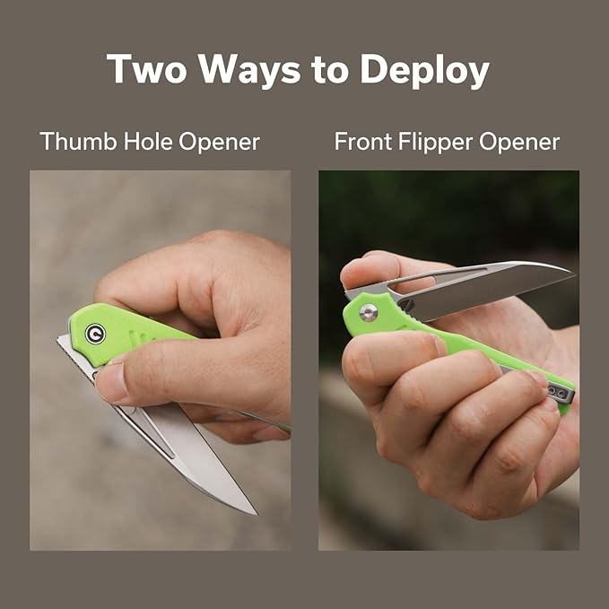 CIVIVI Guile Pocket Knife Folding Knife for EDC 3.25 Swedish 14C28N Blade G10 Handle with Reversible Deep-Carry Clip C24062B-2 (Fluorescent Green)