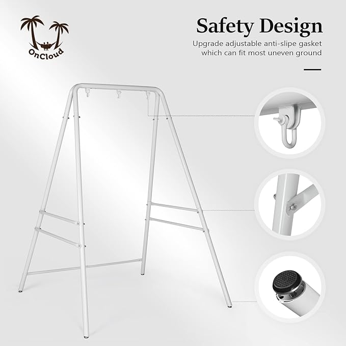 ONCLOUD Outdoor Hanging Chair Stand Heavy-Duty 450 LBS Support Outdoor Hammock Chair Stand for Patio Garden and Backyard White