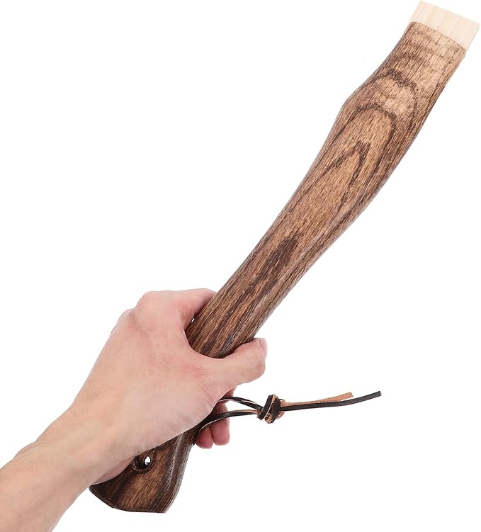 2Pcs Curved Solid Wood Axe Handles with Hanging Hole Short Wooden Tool Handles for Hatchet Replacement Sturdy Suitable for Camping and Outdoor Use