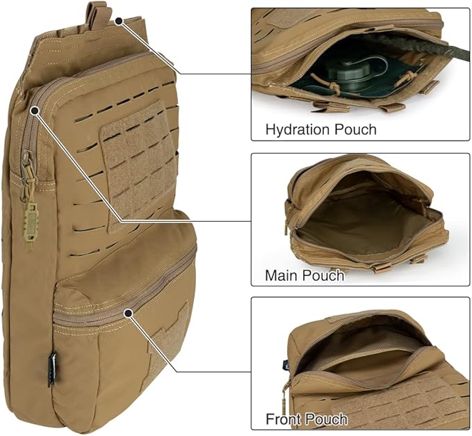 Tactical MOLLE Hydration Pack for 2L Hydration Water Bladder Hydration Bag 500D Nylon