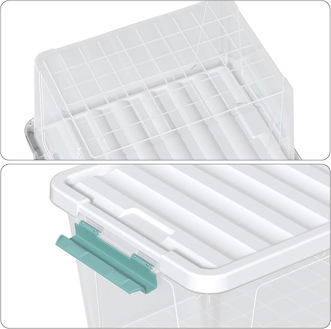 35 Quart Plastic Storage Bin with Lid Large Clear Latch Storage Box 4-Pack
