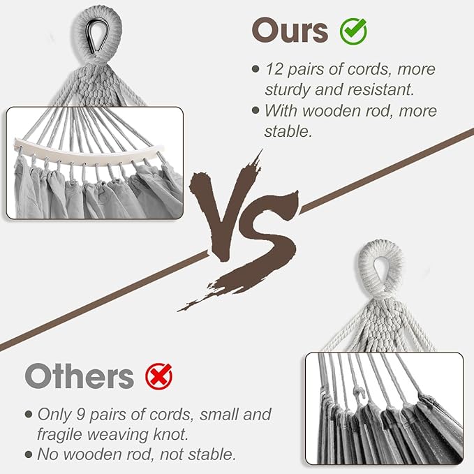 MOSFiATA Backyard Hammock with Tassels Max 500lbs Canvas Fabric Bohemian Style with Thickened Rope and Carry Bag for Outdoor Garden Patio Wedding Decor (Gray)