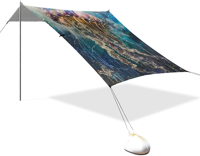 ALAZA Jellyfish Sea Marine Beach Tent Sun Shelter Portable Canopy Sunshade for Outdoor Camping Picnics Backyard Fun 10x9 ft