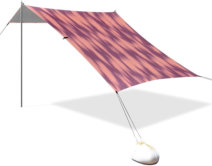 Abstract Shadow Print Beach Tent Sun Shelter Set UPF50+ UV Protection 10.5 x 9.19 FT Camping Shade Canopy with Sandbags Sand Anchors Carrying Bag and Others
