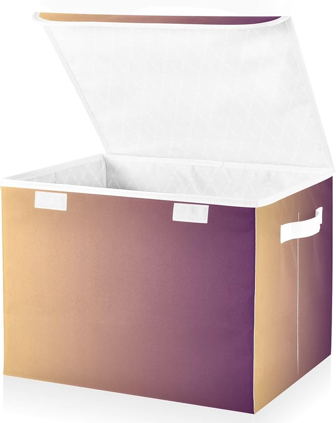 Brown Gradient Storage Boxes with Lids Foldable Container Storage Fabric Storage Bin for Home Studyroom Home Decor