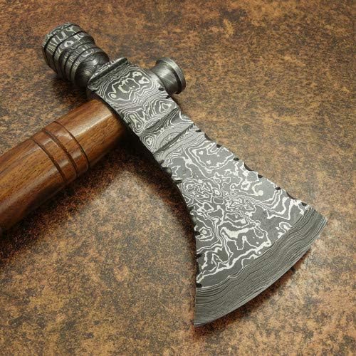 Axe Damascus Steel 22 Rose Wood Handle Axe/Hand Forged Woodsman Axe