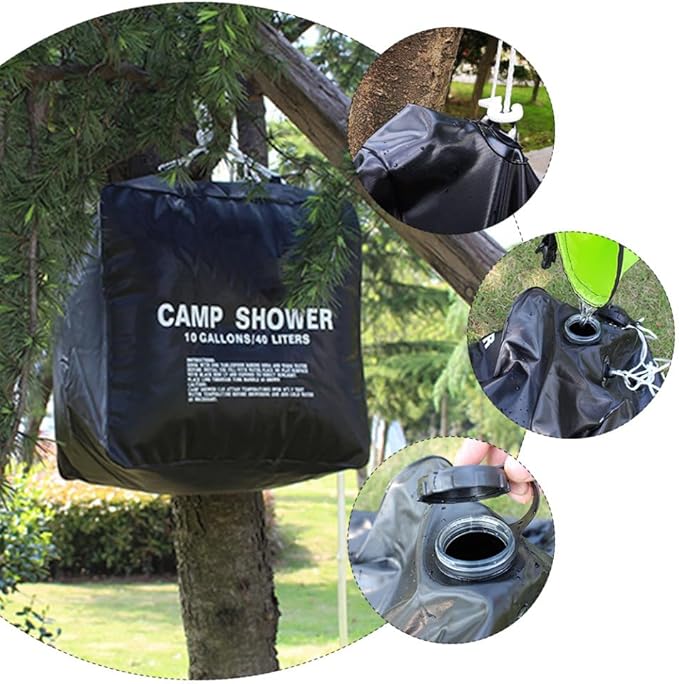 1Set Portable Solar Shower Bag Camping Heated Shower Bag with Nozzle for Hiking Fishing and Outdoor Activities Convenient Outdoor Bathing Capacity