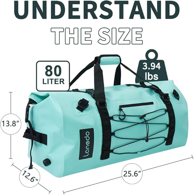 80L Dry Bag Large Waterproof Bag Roll-Top Heavy Duty Fishing Duffel Bag with Durable Straps &amp Handles for Kayaking Paddle boarding Boating Rafting Fishing