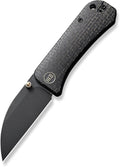 WeKnife Banter Wharncliffe Pocket Knife for EDC Ben Petersen Folding Knife with 2.85 CPM S35VN Steel Blade Burlap Micarta Handle Titanium Thumb Stud Opener WE19068J-1 (Black)