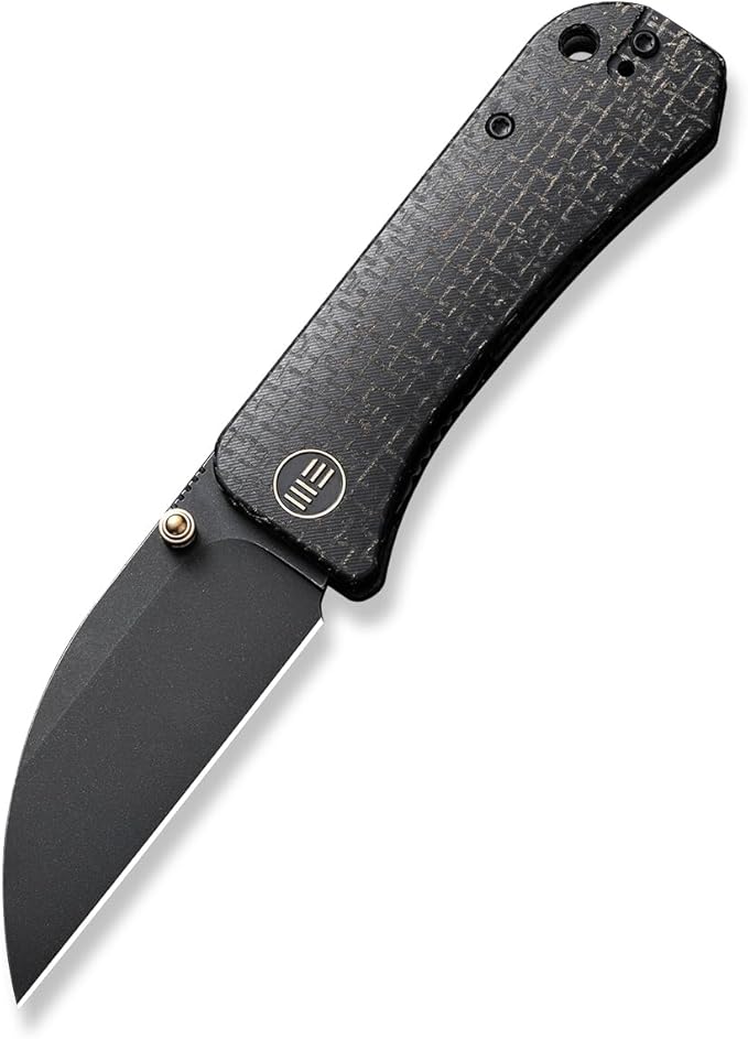 WeKnife Banter Wharncliffe Pocket Knife for EDC Ben Petersen Folding Knife with 2.85 CPM S35VN Steel Blade Burlap Micarta Handle Titanium Thumb Stud Opener WE19068J-1 (Black)