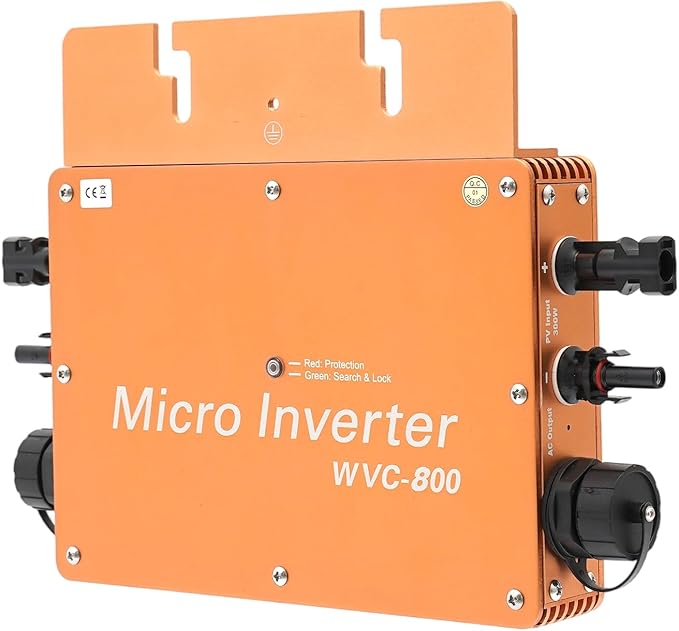 Solar Power Inverter 800W Solar Powered Inverter with LCD Display 22-50VDC 120V (90-140VAC) &amp 230V (170-260VAC) for Commercial Areas Power Plants and Schools (Gold)