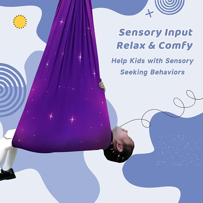 Sensory Swing for Kids &amp Adults Indoor &amp Outdoor Double Layer Therapy Swing Cuddle Swing with 360°Swivel Hardware Holds to 300LBS for Calming Relaxing and Autism ADHD or SPD