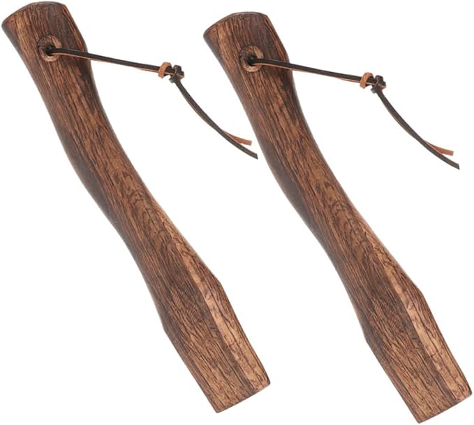 Happyyami 2pcs Mini Axe Replacement Handle Wooden Grip Slip Design Ergonomic for Firewood Cutting Gardening and Outdoor Activities