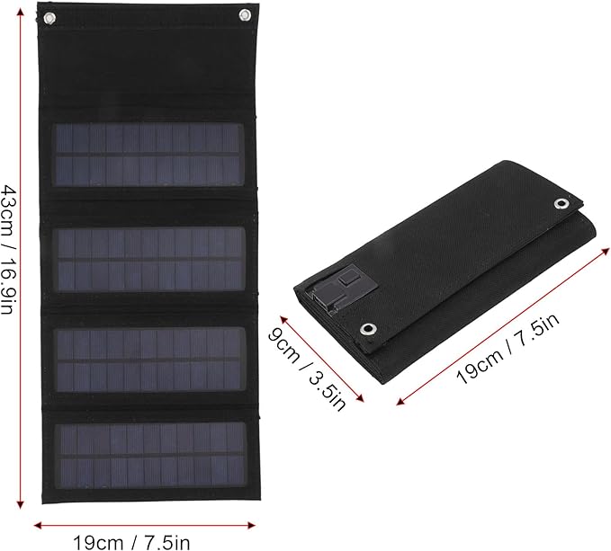 Solar Panel Kit Portable Solar Panel 40W Output Efficiency High Conversion Efficiency Foldable Solar Panel Portable Solar Panels for Hiking for Backpacking (Black)