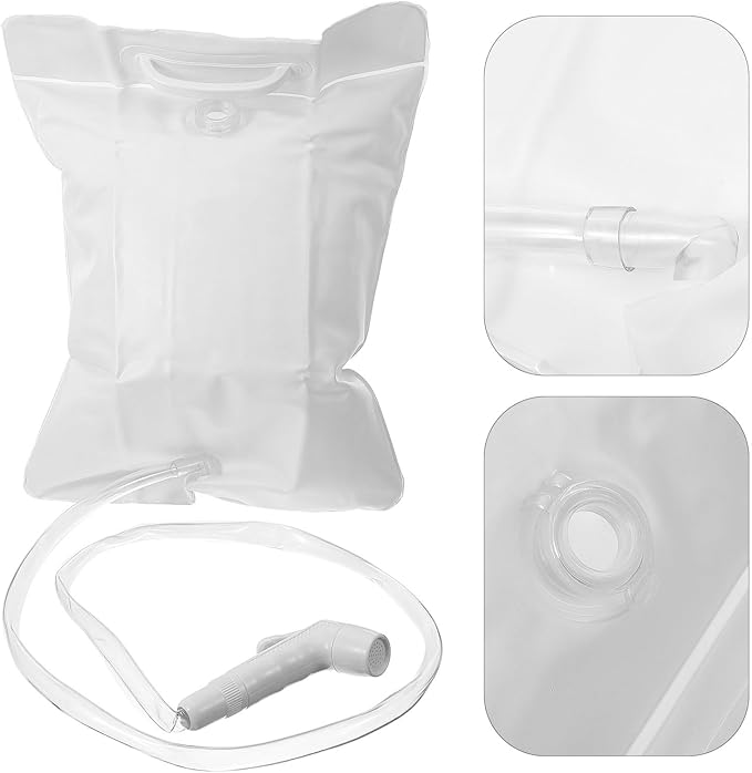 Veemoon Portable Camping Shower Bag 10l Outdoor Portable Shower Pouch with White Handle Lightweight Water Storage Bag for Hiking Travel and Camping