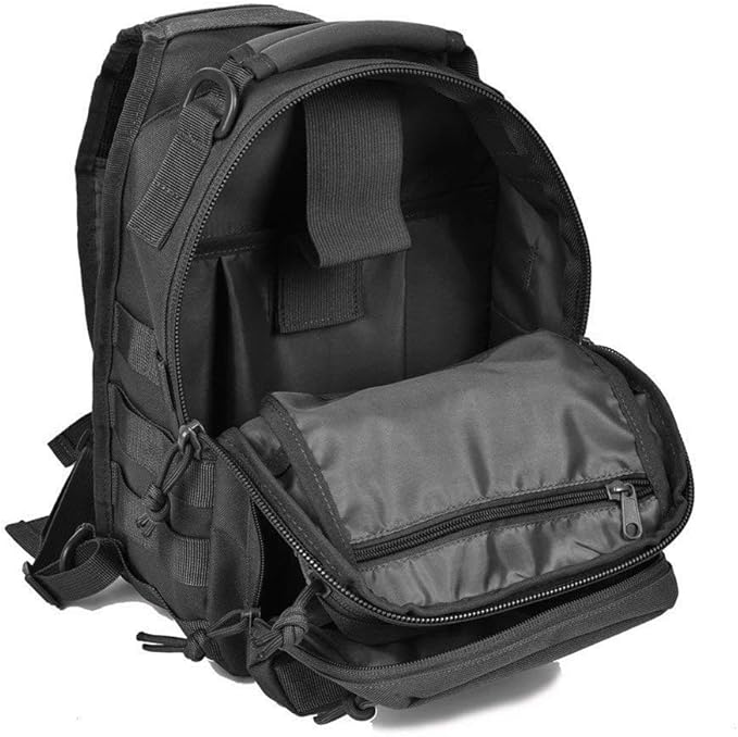 Men's Tactical Sling Bag Backpack Shoulder Chest Pack Cross Body Bag Casual Multipurpose Anti Theft Daypack for Travel HikingCampingTrekkingOutdoor Sport (Black)