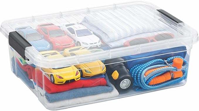 Superio Clear Storage Box with Lid 13.7 Quart Plastic Container Bins for Organizing Stackable Crates BPA Free Non Toxic Odor Free Organizers for Home Office School and Dorm