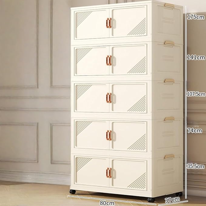 Storage Bins Stackable Folding Plastic Storage Containers with Clear Lids Multi Layer Organizer for Home Dorm Office Closet Bedroom Living Room