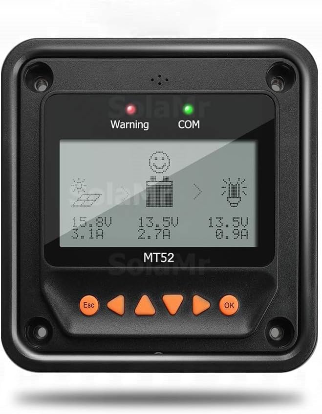 EPEVER MT-52 Remote Meter with LCD Display Remote Meter Fit for Tracer-an Tracer-BN TRIRON Series Solar Panel Battery Regulator