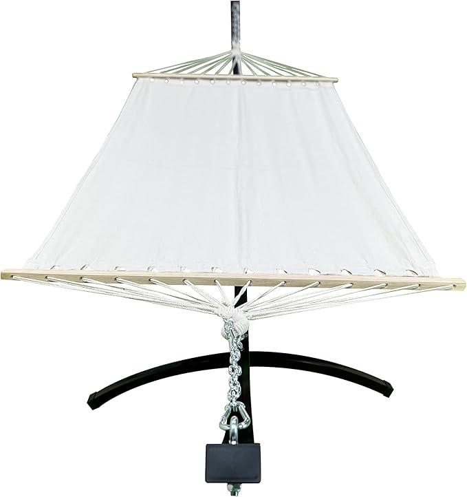 12Ft. Powder Coated Galvanized Steel Arc Hammock Stand w/Single Person Beige Bed. New Indoor/Outdoor Design(Black)