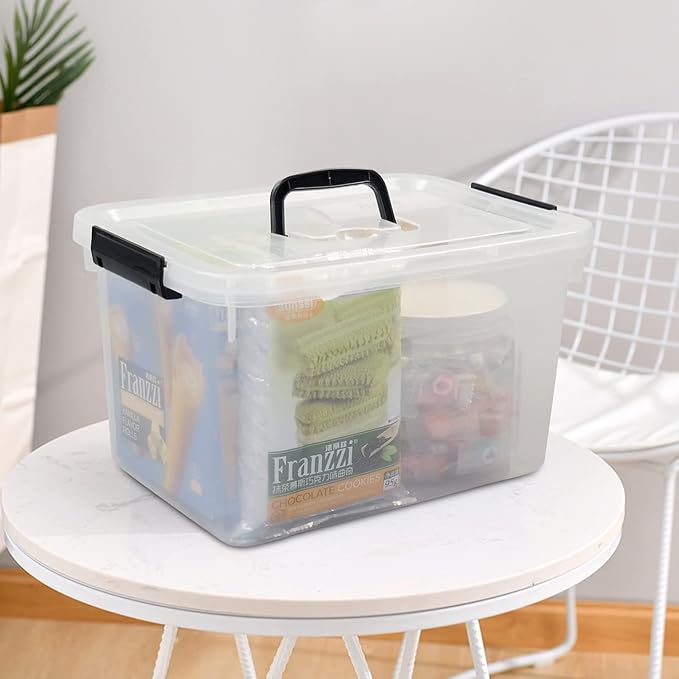 4-pack 10.5 Quarts Clear Boxes with Handles Plastic Storage Bin with Lid