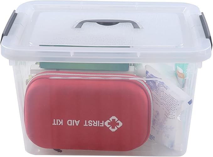 12 Qt Storage Container with Lid 1 Pack Latching Box Clear Bin with Handle