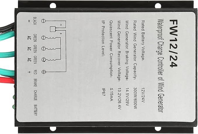 Wind Turbine Generator Charge Controller Regulator Model FW12 24 - Integrated Rectifier and Brake Circuit IP67 Automatic Battery Charging Management for Wind Turbines