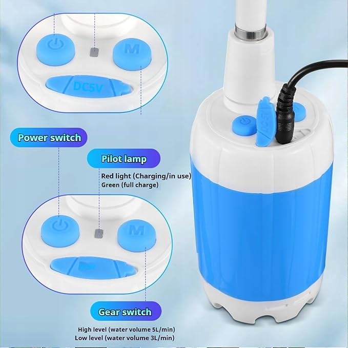 Portable Shower for Camping – Rechargeable Outdoor Shower Pump with Hose Digital Display for Travel Hiking Car &amp Pet Cleaning