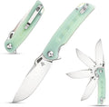 Sitivien ST137 Folding KnifeD2 Satin BladeG10 Handle EDC Tool Knife for Outdoor Hiking Camping Fishing(Jade)