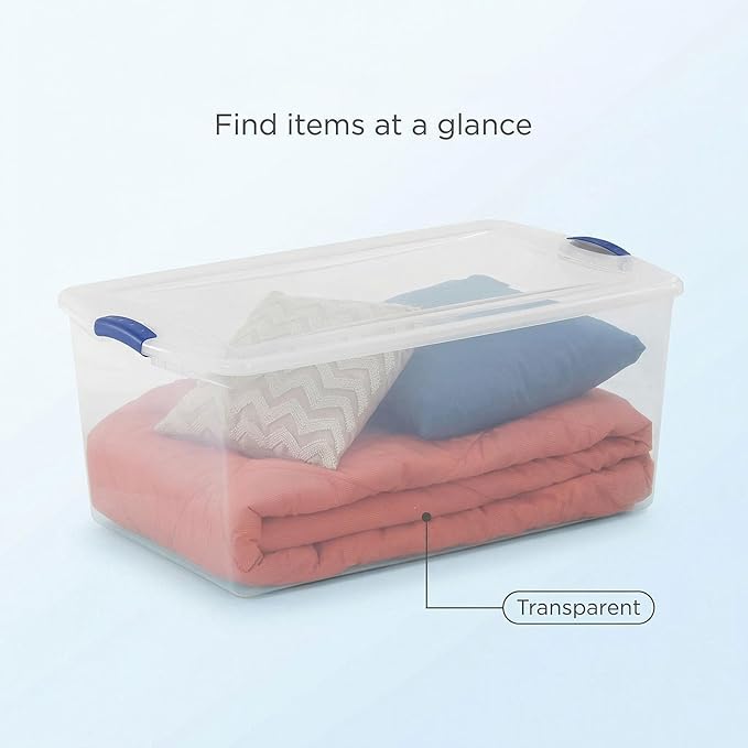 2 Pack 105 Qt Large Clear Plastic Storage Bins Durable Stackable Totes with Secure Lids Multi-purpose Home Storage Solution for Garage Closet &amp Household Organization