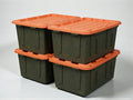 Heavy-Duty Storage Tote 27 Gallon Black and Orange 30.6 W x 20.6 D x 14.3 H (4 PACK)
